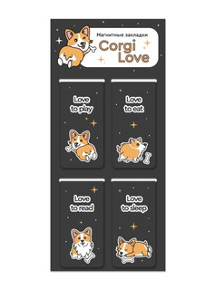 Набор магнитных закладок 'Corgi love', 4 шт., 35х70 мм