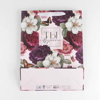 Пакет подарочный ламинированный вертикальный «Цветы», 31х40х11,5 см 4