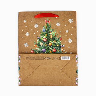 Пакет подарочный крафтовый вертикальный «С Новым годом», ёлка, 18х23х10 см 3