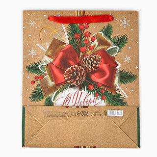 Пакет подарочный крафтовый вертикальный «С Новым годом», 26х30х9 см 3