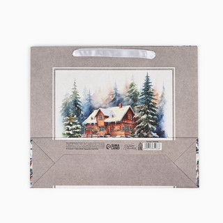 Пакет подарочный крафтовый вертикальный «Зимний лес», 26х30х9 см 3