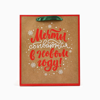 Пакет подарочный крафтовый вертикальный «Мечты сбываются», 23х27х11.5 см 2