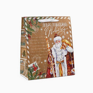 Пакет подарочный крафтовый вертикальный «Добро пожаловать в Н...