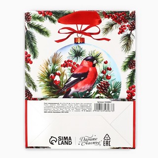 Пакет подарочный ламинированный «Счастья в Новом году», снегирь, 12х15х5.5 см 3