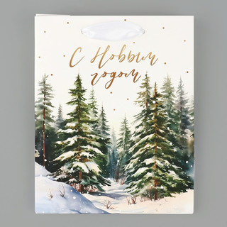 Пакет подарочный ламинированный «Зимний лес», 12х15х5.5 см 2