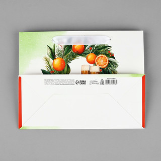 Пакет подарочный ламинированный «Новогодний венок», мандарины, 18х23х10 см 3