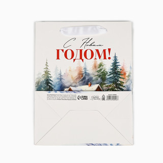 Пакет подарочный ламинированный «Зимний лес», деревня, 18х23х10 см 3