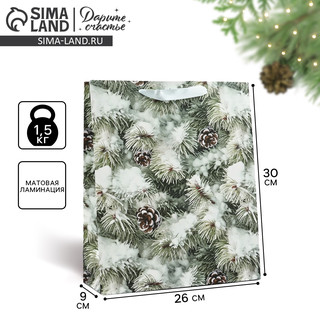Пакет подарочный ламинированный «Зимняя ель», 26х30х9 см 5