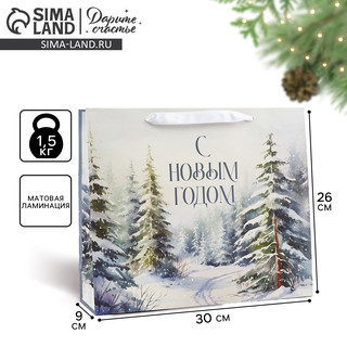 Пакет подарочный ламинированный «Зимний лес», 26х30х9 см 4