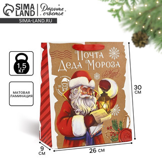 Пакет подарочный ламинированный «Почта Деда Мороза», 26х30х9 см 4