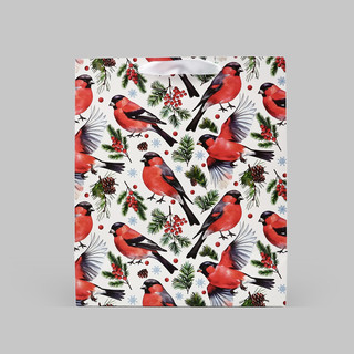 Пакет подарочный ламинированный «Снегири», 23х27х11.5 см 3