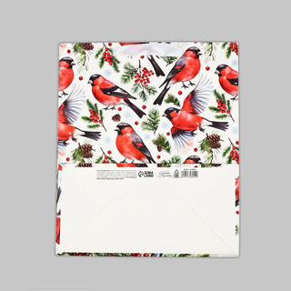 Пакет подарочный ламинированный «Снегири», 23х27х11.5 см 4