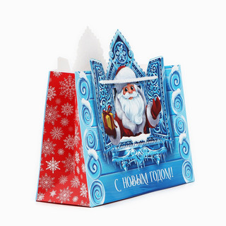 Пакет подарочный новогодний «Дед Мороз», 30х26х10 см 4