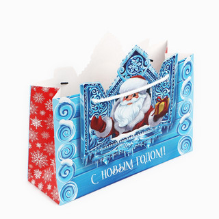 Пакет подарочный новогодний «Дед Мороз», 30х26х10 см 5