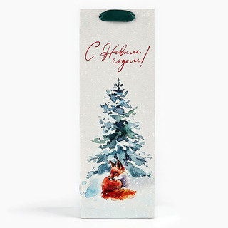 Пакет под бутылку «С Новым годом», лиса, 13х36х10 см 3