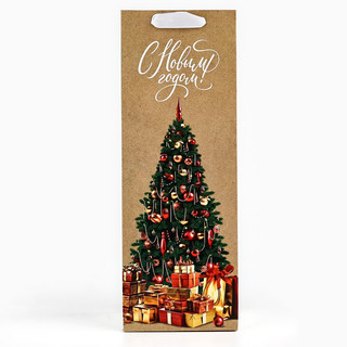 Пакет под бутылку «Новогодние подарки», ёлка, 13х36х10 см 2