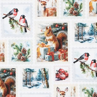 Бумага упаковочная крафтовая двусторонняя «Новогодние марки», 70 х 100 см 2