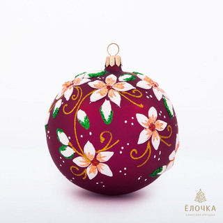 Шар 'Цветочный', стекло, 9.5 см, артикул С 618, в ассортименте