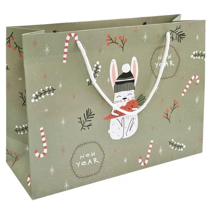 Пакет подарочный Be Smart Rabbit, 36х26 см, зеленый