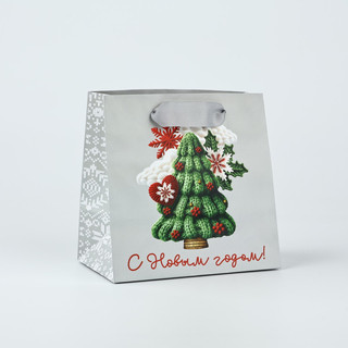 Пакет подарочный ламинированный 'С Новым годом' (ёлка), 14х14...