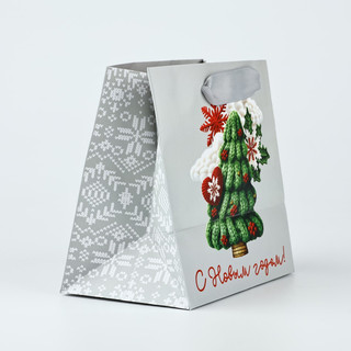 Пакет подарочный ламинированный 'С Новым годом' (ёлка), 14х14х9 см 3