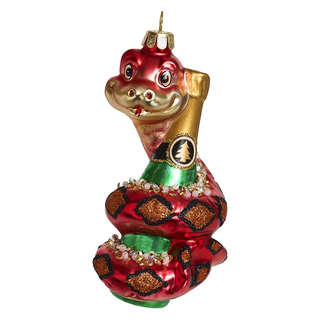 Змея 'Брызги шампанского' красная, стекло, 12.5 см, символ года 2025, Holiday Classics 1