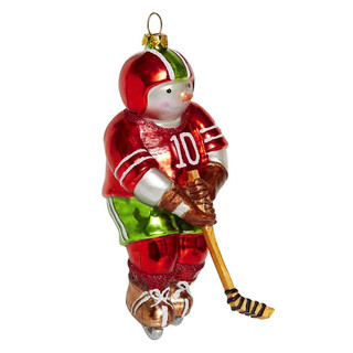 Елочное украшение 'Снеговик-хоккеист' 14 см, стекло, Holiday ...
