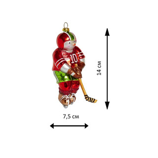 Елочное украшение 'Снеговик-хоккеист' 14 см, стекло, Holiday Classics 2