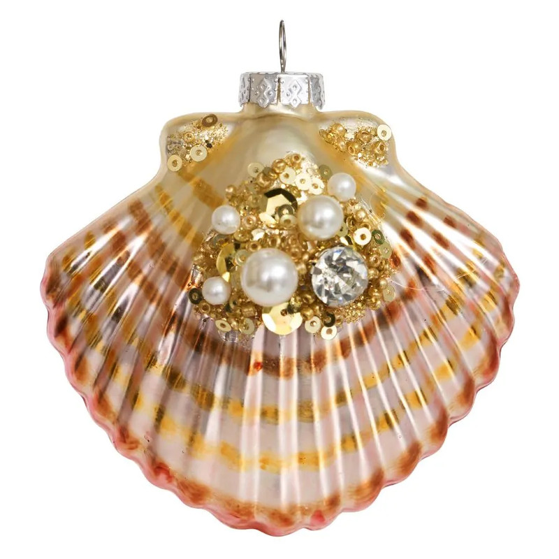 Елочное украшение 'Ракушка-жемчужница' 7.5 см, стекло, Holiday Classics