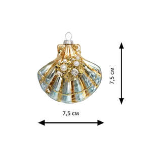 Елочное украшение 'Ракушка с бисером' 7.5 см, стекло, Holiday Classics 3