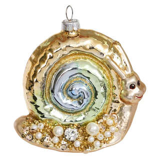 Елочное украшение 'Улитка золотистая' 9.5 см, стекло, Holiday...