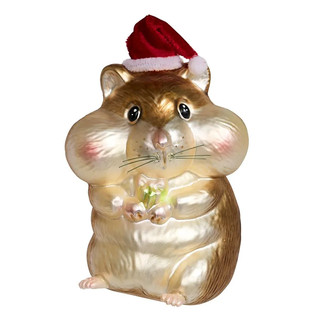 Елочное украшение 'Хомяк в новогодней шапочке' 12.5 см, стекл...