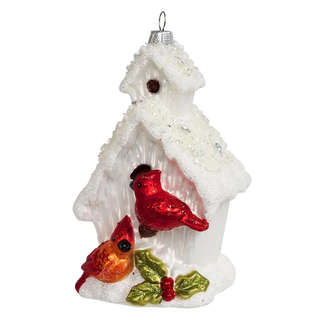 Елочное украшение 'Ледяной скворечник с птичками' 12.5 см, ст...