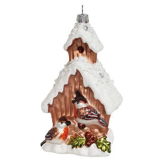 Елочное украшение 'Скворечник с птичками' 12.5 см, стекло, Ho...