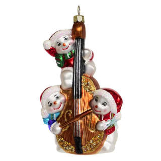 Елочное украшение 'Снеговички-музыканты с виолончелью' 13 см,...