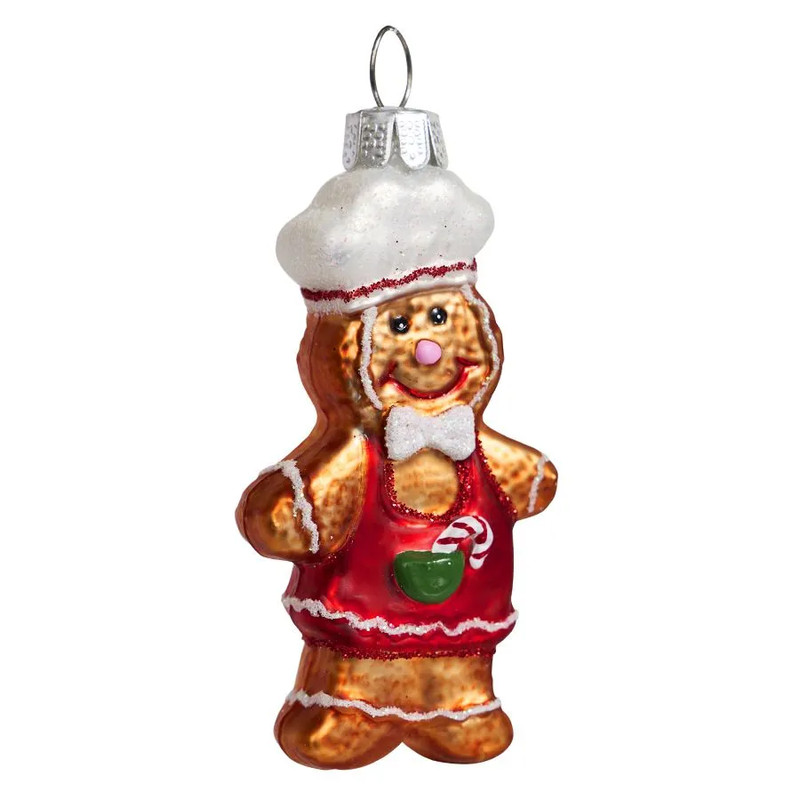 Елочное украшение 'Пряник-малыш имбирный' 7.5 см, стекло, Holiday Classics