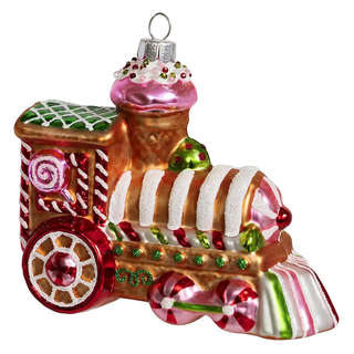 Елочное украшение 'Пряничный паровозик' 11 см, стекло, Holida...
