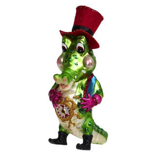 Елочное украшение 'Крокодил-джентльмен с часами' стекло, Holi...