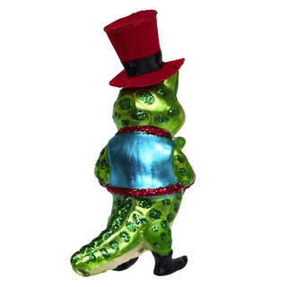 Елочное украшение 'Крокодил-джентльмен с часами' стекло, Holiday Classics 2