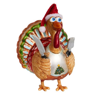 Елочное украшение 'Индюк в красном рождественском колпачке' с...