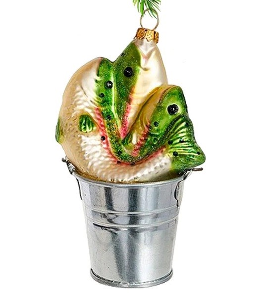 Игрушка на елку Ведерко 'Богатый улов' 11см, стекло, Holiday Classics