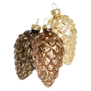 Елочное украшение 'Гроздь из 3-х лесных шишек' стекло, Holida...