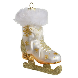 Елочное украшение 'Фигурный конек с золотыми снежинками' стек...