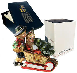 Ёлочная игрушка «Викторианская пара в санях», стекло, Komozja 2