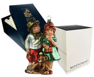 Ёлочная игрушка «Дети с подарками», стекло, Komozja 2