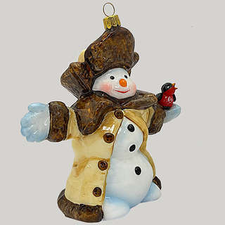 Ёлочная игрушка «Снеговик в пальто», стекло, Komozja 2