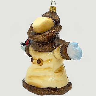 Ёлочная игрушка «Снеговик в пальто», стекло, Komozja 3