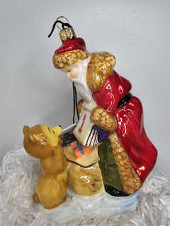 Елочная игрушка 'Дед Мороз и мишка с календарем', стекло, Komozja 2