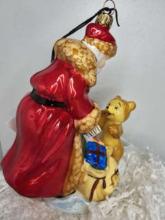 Елочная игрушка 'Дед Мороз и мишка с календарем', стекло, Komozja 5