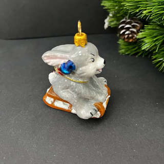 Елочная игрушка 'Зайчик на санях', стекло, Komozja 3